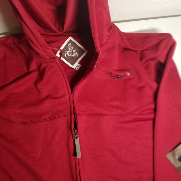 3FOUR FULL ZIP HOODIE RAZORBACKS 5XL - Picture 2 of 5